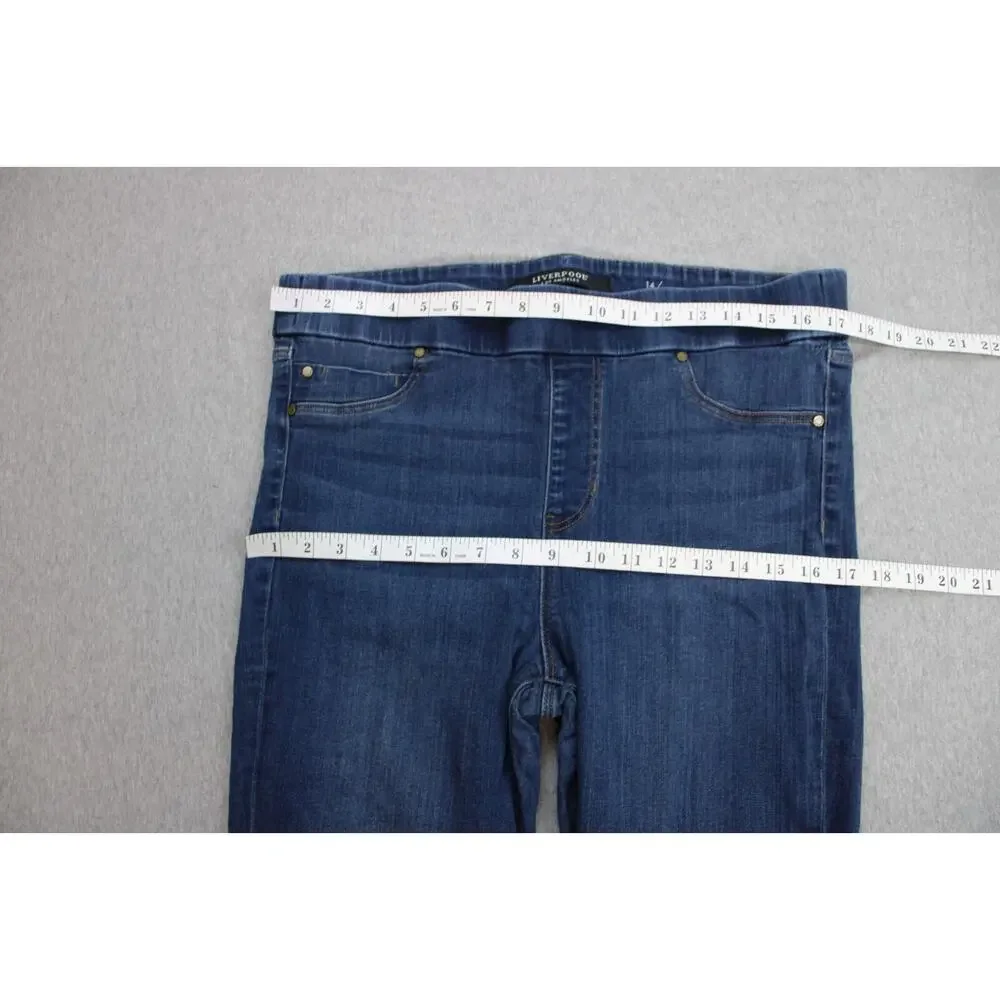 Liverpool Jeans Women 14 / 32 Blue Denim Cotton Casual Dark Wash Pull-On Skinny